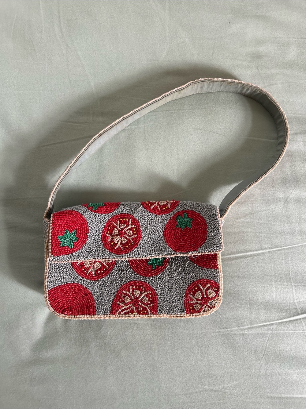 Anthropologie Maeve Beaded Tomato Bag
